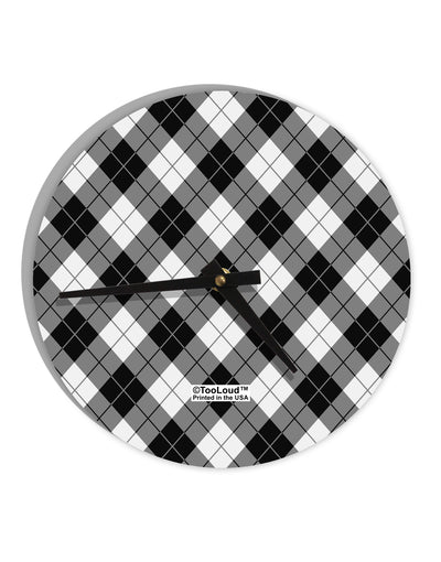 Black and White Argyle AOP 10 InchRound Wall Clock  All Over Print by TooLoud