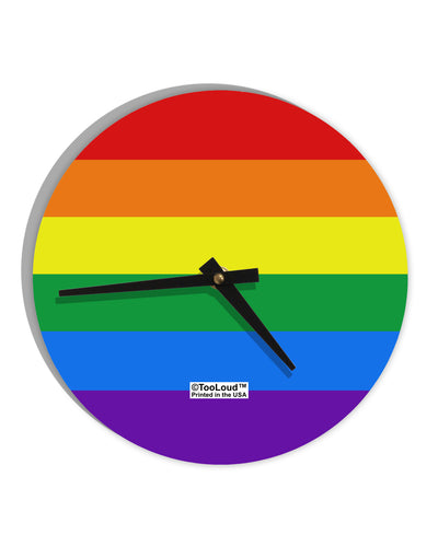 Rainbow Horizontal Gay Pride Flag 10 InchRound Wall Clock All Over Print by TooLoud-Wall Clock-TooLoud-White-Davson Sales