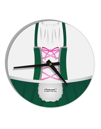 Dirndl Costume Green 10 InchRound Wall Clock All Over Print by TooLoud-Wall Clock-TooLoud-White-Davson Sales