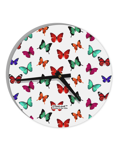 Pretty Butterflies AOP 10 InchRound Wall Clock All Over Print-Wall Clock-TooLoud-White-Davson Sales