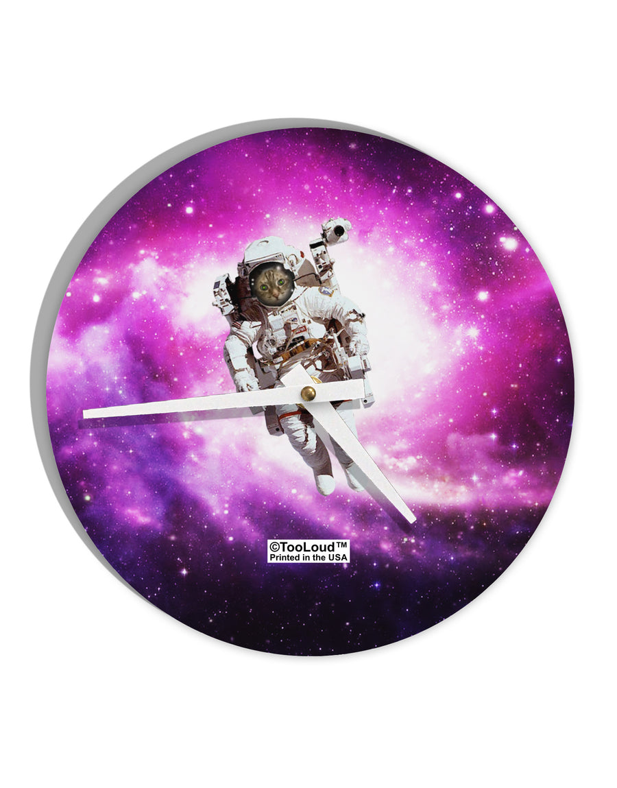 Astronaut Cat AOP 10 InchRound Wall Clock All Over Print-Wall Clock-TooLoud-White-Davson Sales