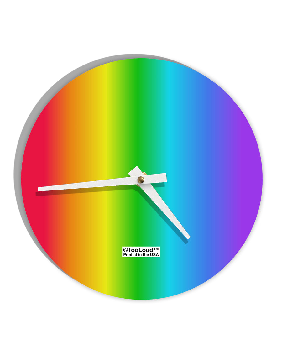 Vertical Rainbow Gradient 10 InchRound Wall Clock All Over Print by TooLoud-Wall Clock-TooLoud-White-Davson Sales