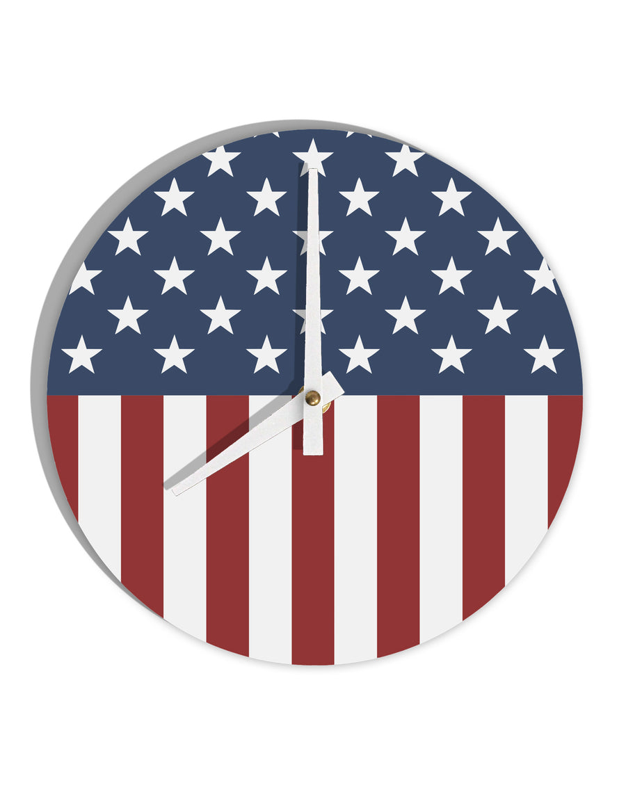 Stars and Stripes American Flag 10 InchRound Wall Clock All Over Print-Wall Clock-TooLoud-White-Davson Sales