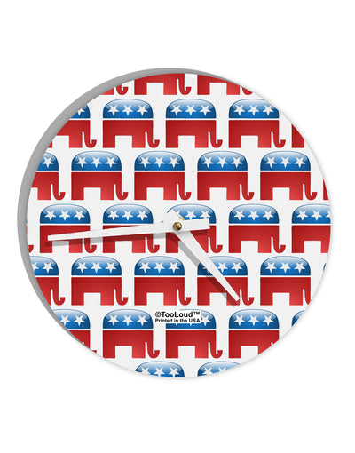 Republican Symbol All Over 10 InchRound Wall Clock All Over Print-Wall Clock-TooLoud-White-Davson Sales