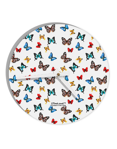 Watercolor Butterflies AOP 10 InchRound Wall Clock All Over Print-Wall Clock-TooLoud-White-Davson Sales