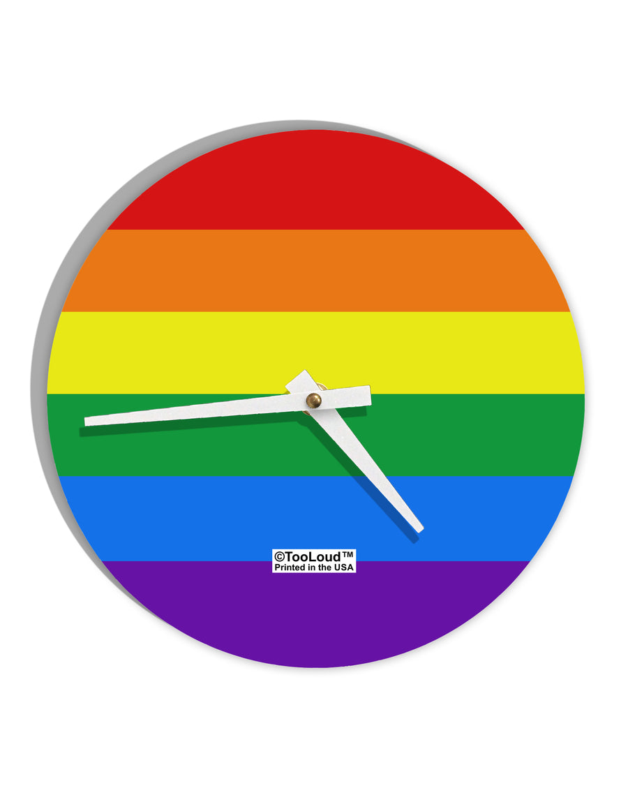 Rainbow Horizontal Gay Pride Flag 10 InchRound Wall Clock All Over Print by TooLoud-Wall Clock-TooLoud-White-Davson Sales