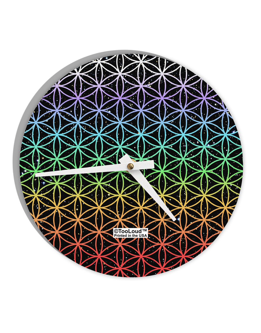 Chakra Colors Flower of Life 10 InchRound Wall Clock All Over Print-Wall Clock-TooLoud-White-Davson Sales