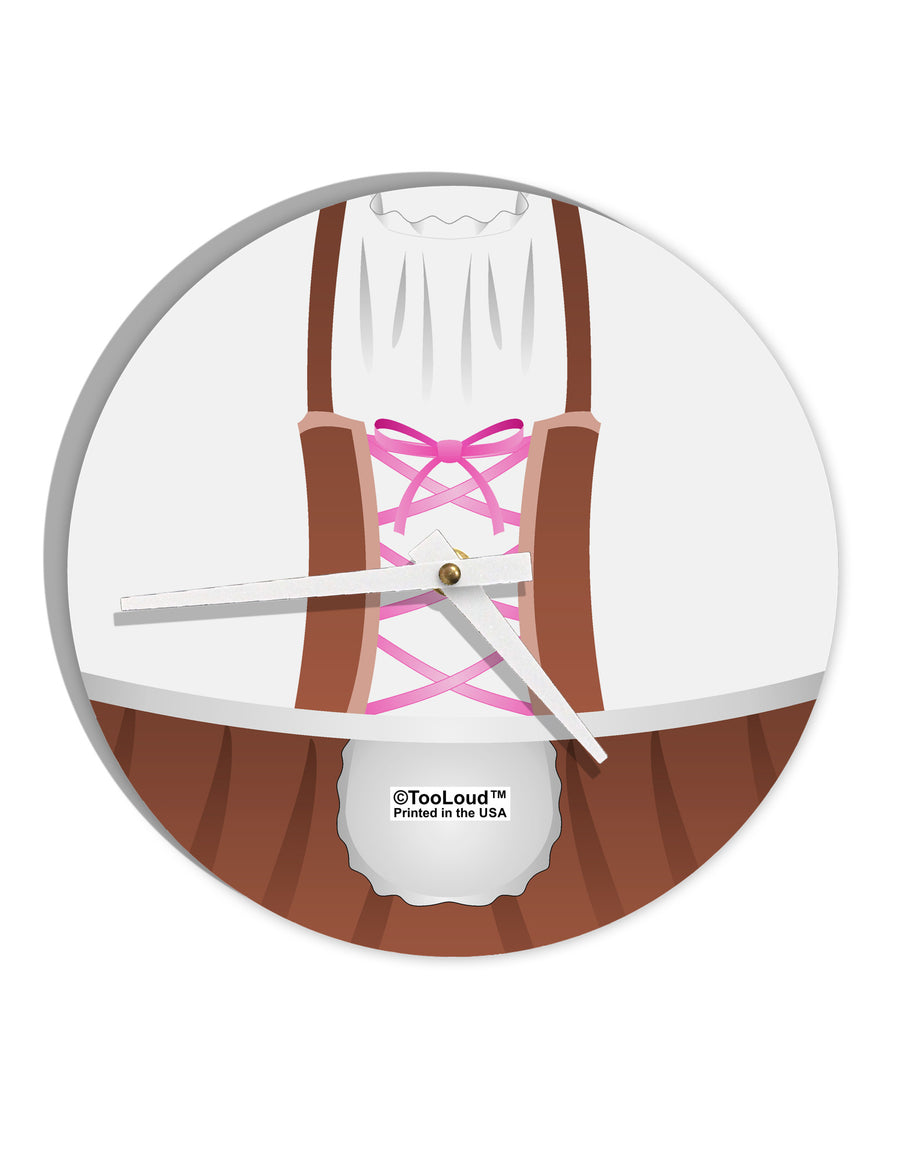 Dirndl Costume Brown 10 InchRound Wall Clock All Over Print by TooLoud-Wall Clock-TooLoud-White-Davson Sales