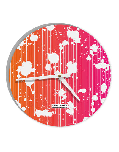 Splatter AOP - Orange Pink 10 InchRound Wall Clock All Over Print-Wall Clock-TooLoud-White-Davson Sales