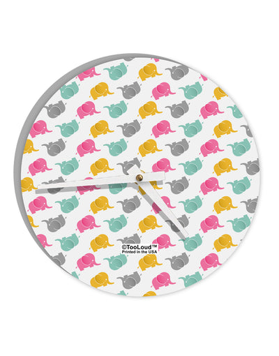 Cute Baby Elephants AOP 10 InchRound Wall Clock All Over Print-Wall Clock-TooLoud-White-Davson Sales