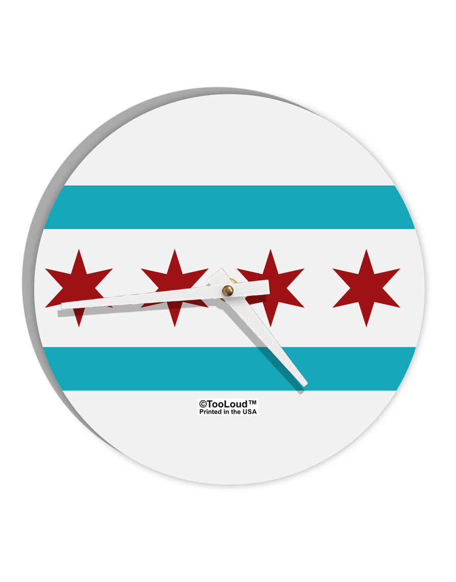 Chicago Flag AOP 10 InchRound Wall Clock All Over Print-Wall Clock-TooLoud-White-Davson Sales