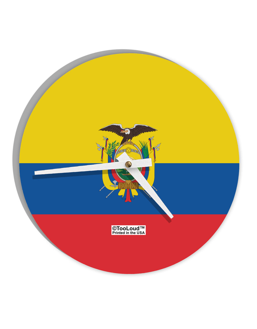 Ecuador Flag AOP 10 InchRound Wall Clock All Over Print-Wall Clock-TooLoud-White-Davson Sales