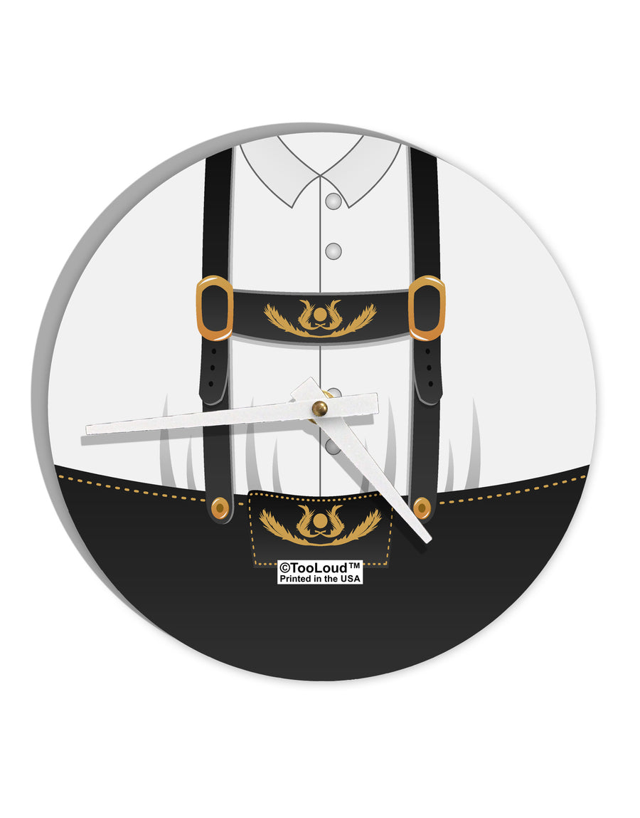 Lederhosen Costume Black 10 InchRound Wall Clock All Over Print by TooLoud-Wall Clock-TooLoud-White-Davson Sales