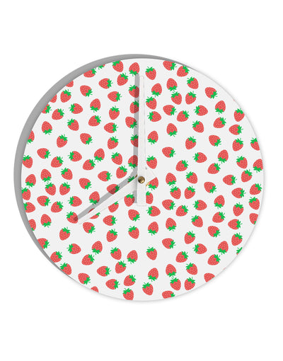 Strawberries Everywhere 10 InchRound Wall Clock by TooLoud-Wall Clock-TooLoud-White-Davson Sales