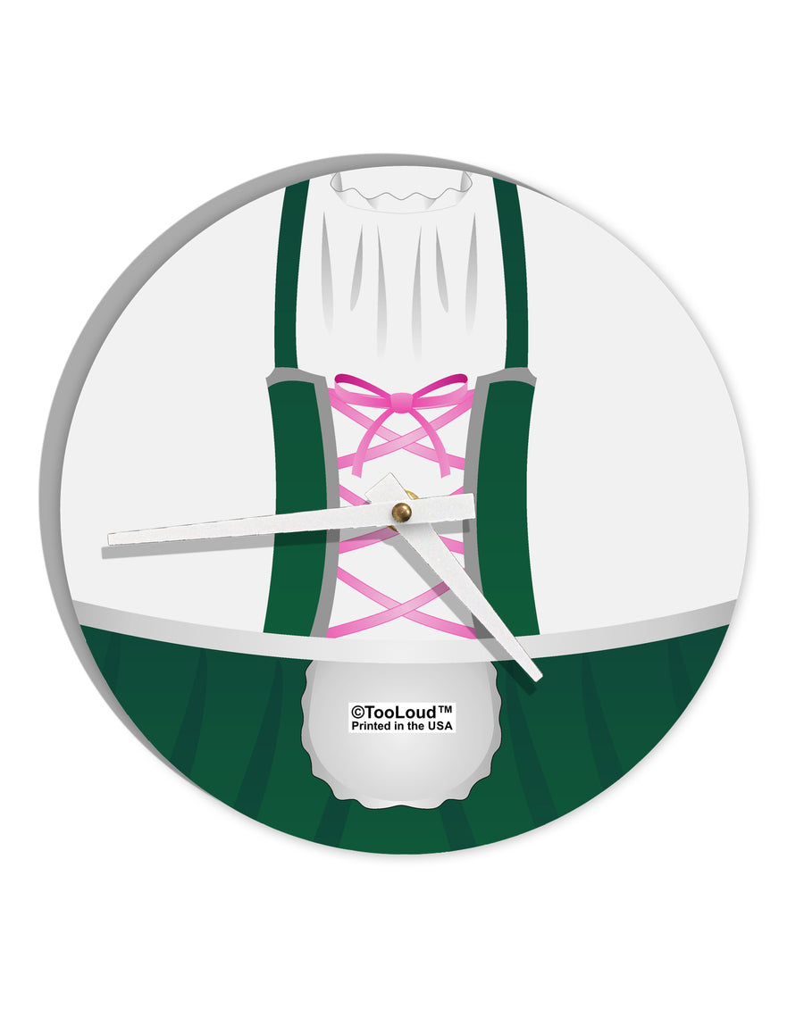 Dirndl Costume Green 10 InchRound Wall Clock All Over Print by TooLoud-Wall Clock-TooLoud-White-Davson Sales