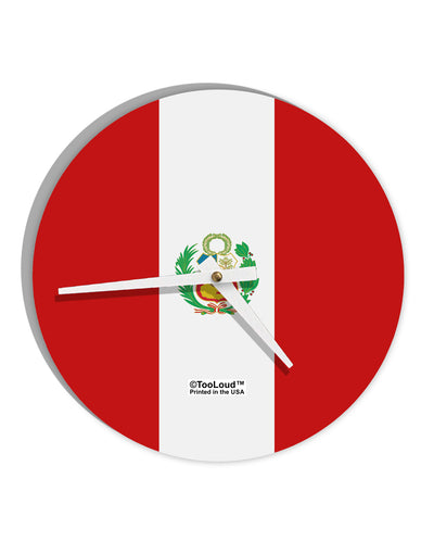 Peru Flag AOP 10 InchRound Wall Clock All Over Print-Wall Clock-TooLoud-White-Davson Sales