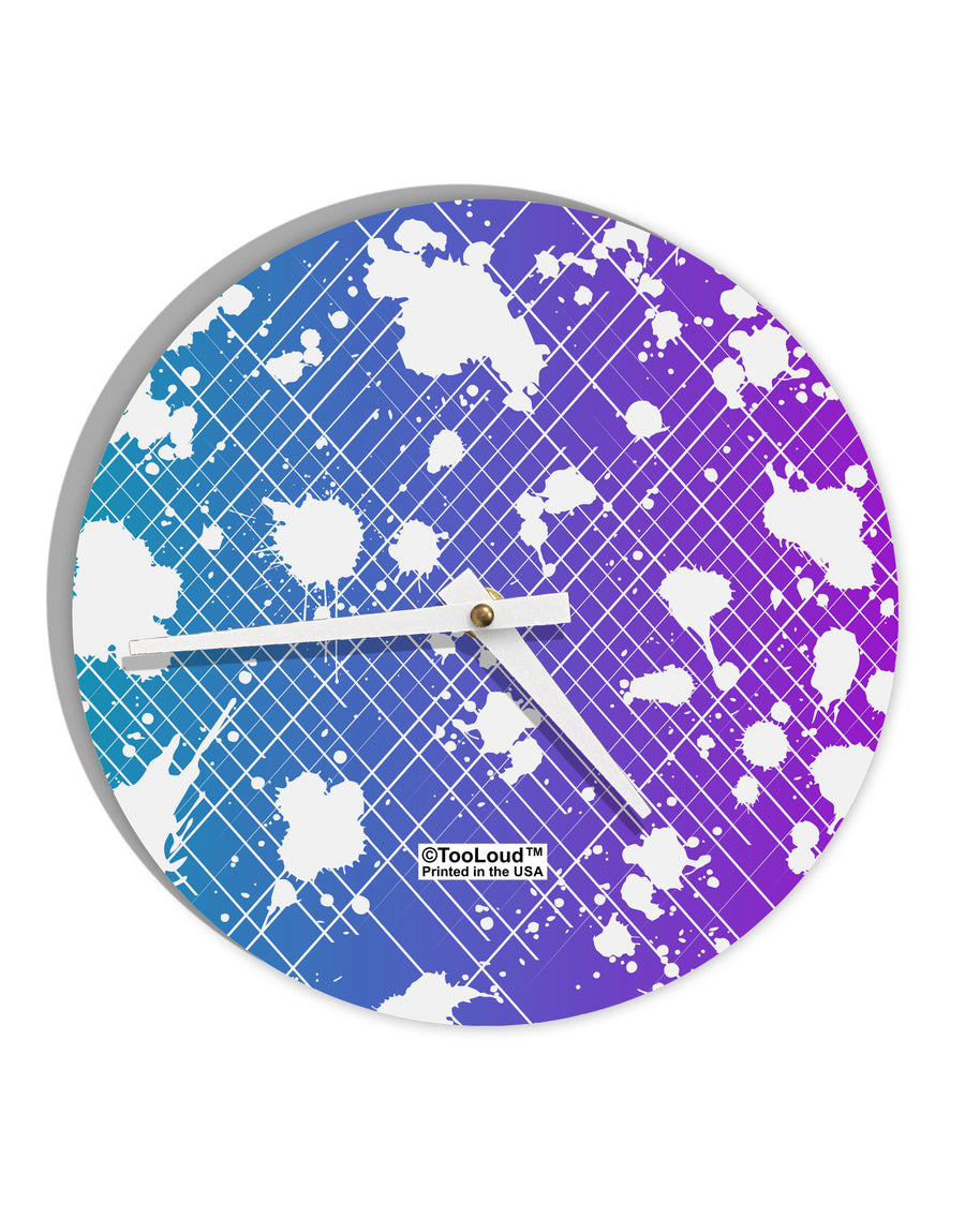 Splatter AOP - Blue Purple 10 InchRound Wall Clock All Over Print-Wall Clock-TooLoud-White-Davson Sales