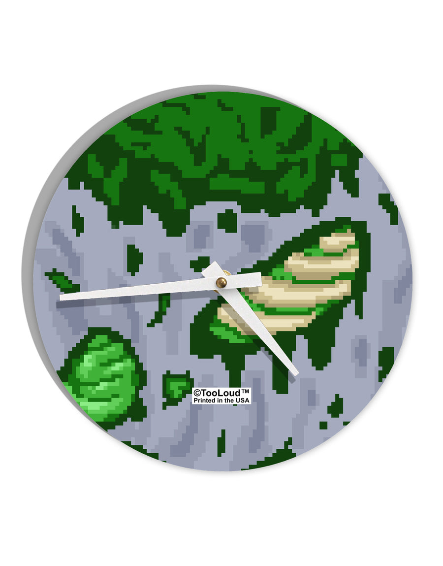 Pixel Zombie Costume Green 10 InchRound Wall Clock All Over Print-Wall Clock-TooLoud-White-Davson Sales