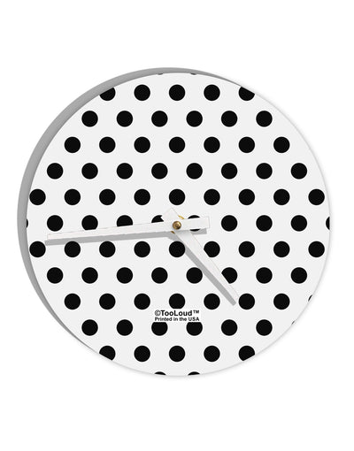 Black Polka Dots on White 10 InchRound Wall Clock All Over Print by TooLoud-Wall Clock-TooLoud-White-Davson Sales