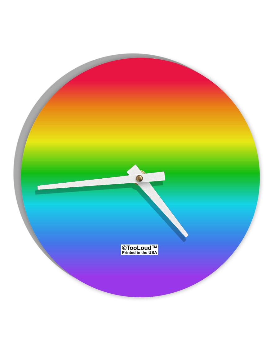 Horizontal Rainbow Gradient 10 InchRound Wall Clock All Over Print by TooLoud-Wall Clock-TooLoud-White-Davson Sales