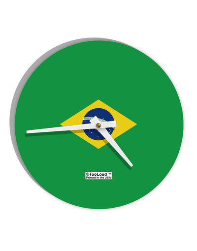 Brazil Flag AOP 10 InchRound Wall Clock All Over Print-Wall Clock-TooLoud-White-Davson Sales