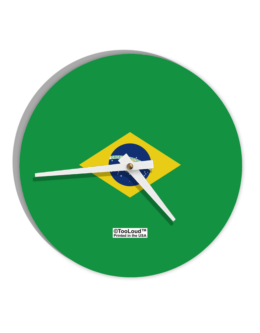 Brazil Flag AOP 10 InchRound Wall Clock All Over Print-Wall Clock-TooLoud-White-Davson Sales