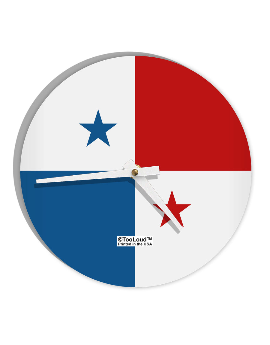 Panama Flag AOP 10 InchRound Wall Clock All Over Print-Wall Clock-TooLoud-White-Davson Sales