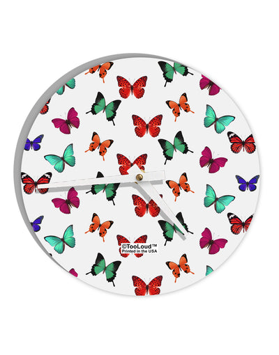 Pretty Butterflies AOP 10 InchRound Wall Clock All Over Print-Wall Clock-TooLoud-White-Davson Sales