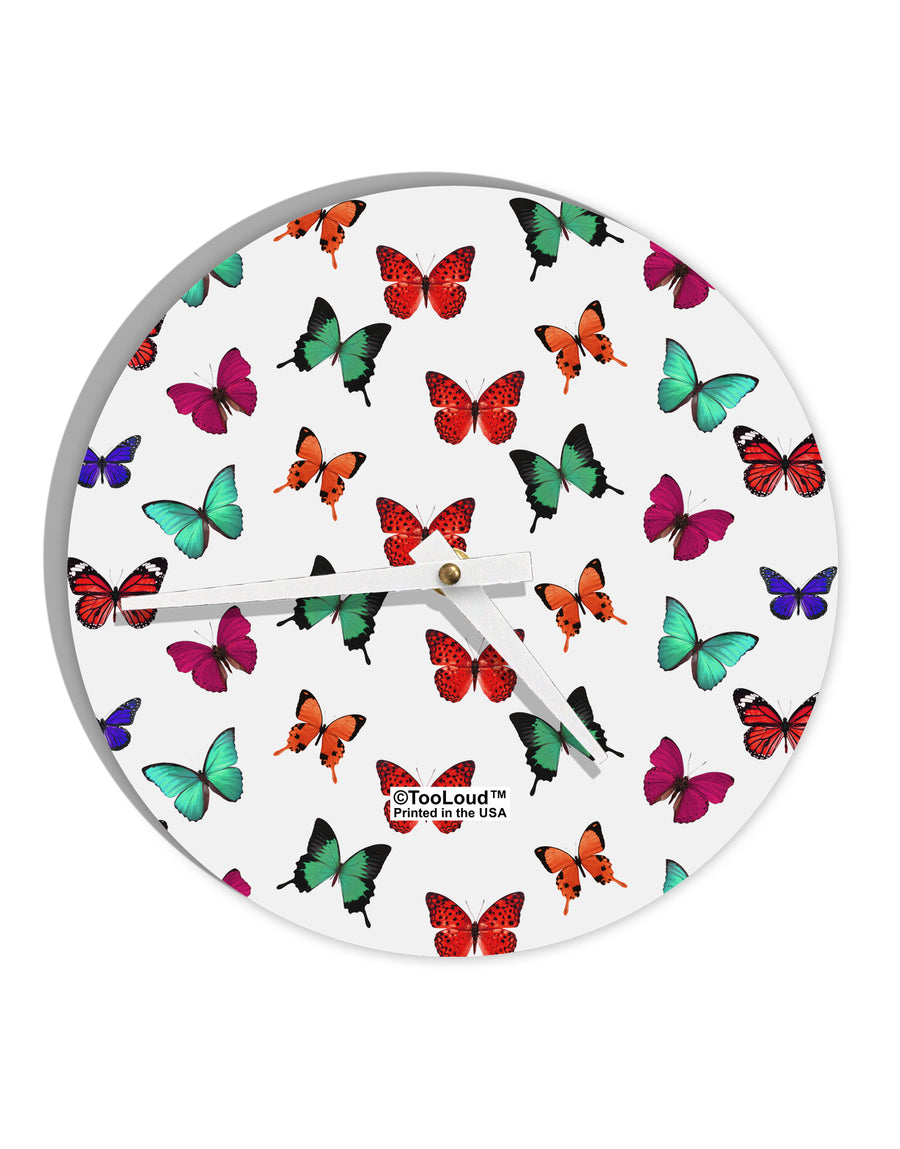 Pretty Butterflies AOP 10 InchRound Wall Clock All Over Print-Wall Clock-TooLoud-White-Davson Sales