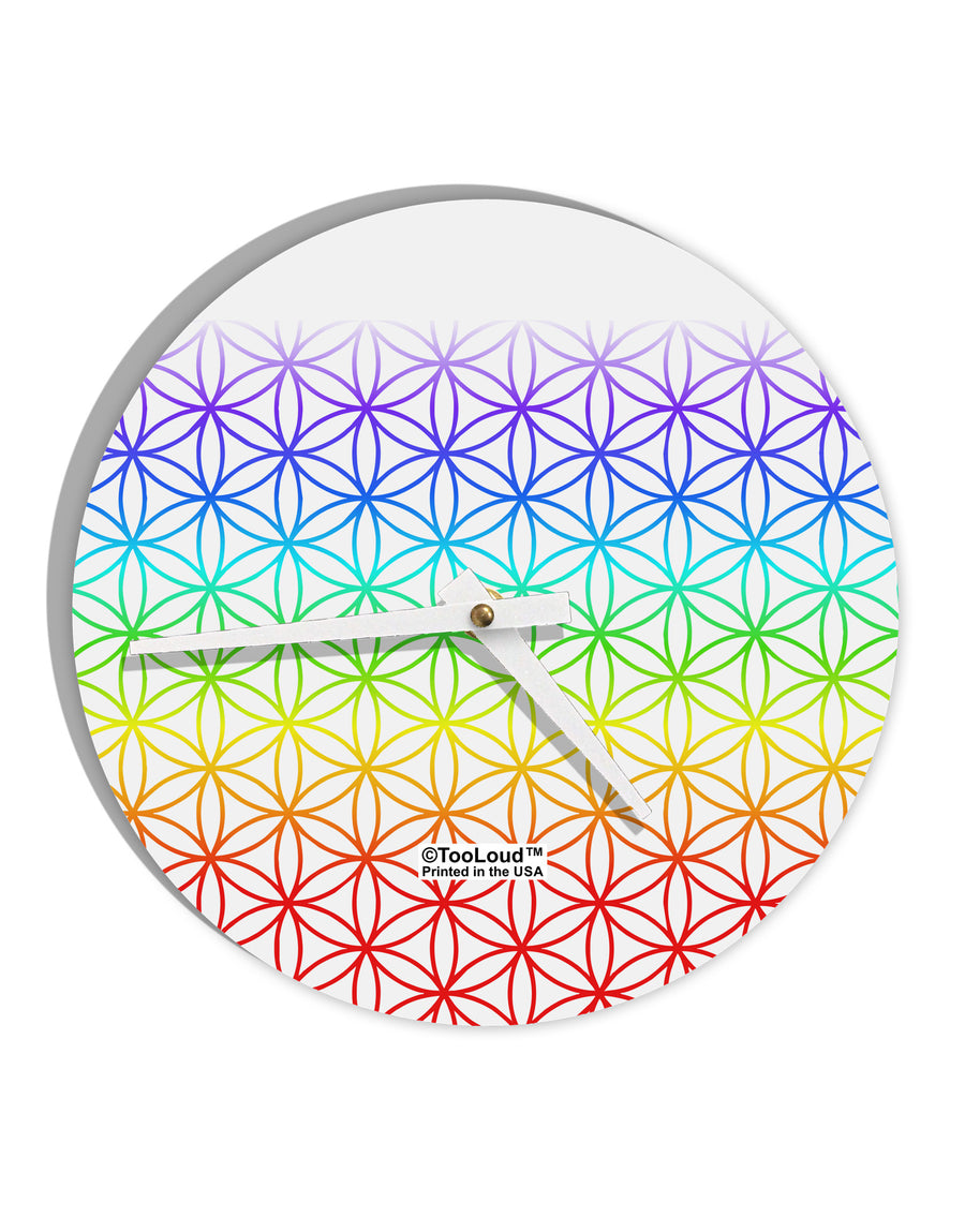 Chakra Flower of Life on White 10 InchRound Wall Clock All Over Print-Wall Clock-TooLoud-White-Davson Sales