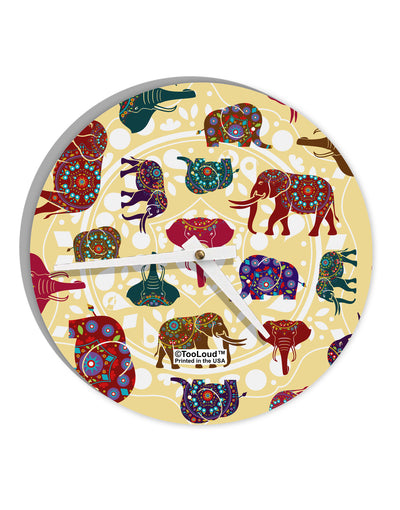 Indian Elephants AOP 10 InchRound Wall Clock All Over Print-Wall Clock-TooLoud-White-Davson Sales