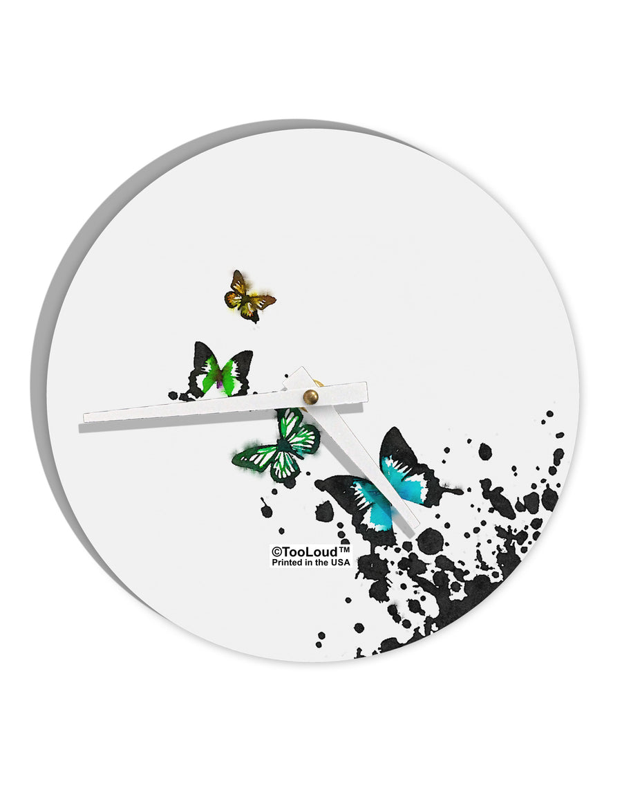 Splatter Butterflies AOP 10 InchRound Wall Clock All Over Print-Wall Clock-TooLoud-White-Davson Sales