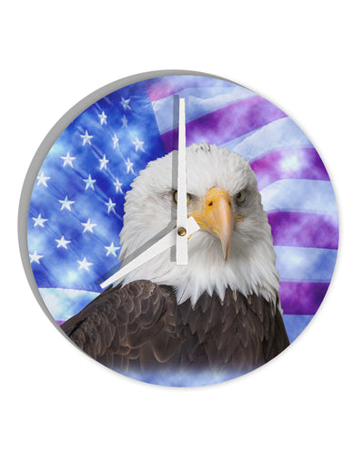 All American Eagle All Over 10 InchRound Wall Clock All Over Print by TooLoud-Wall Clock-TooLoud-White-Davson Sales