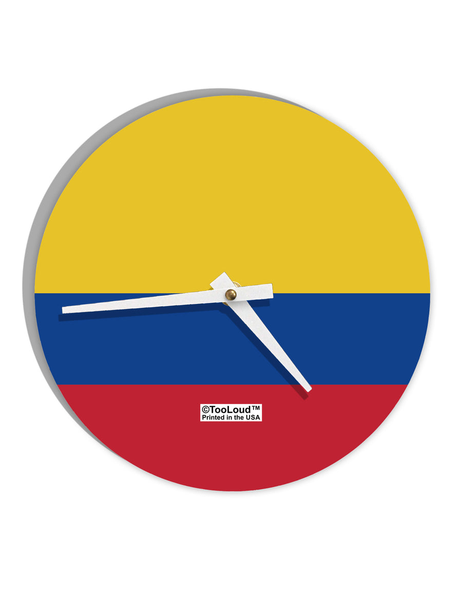 Colombia Flag AOP 10 InchRound Wall Clock All Over Print-Wall Clock-TooLoud-White-Davson Sales