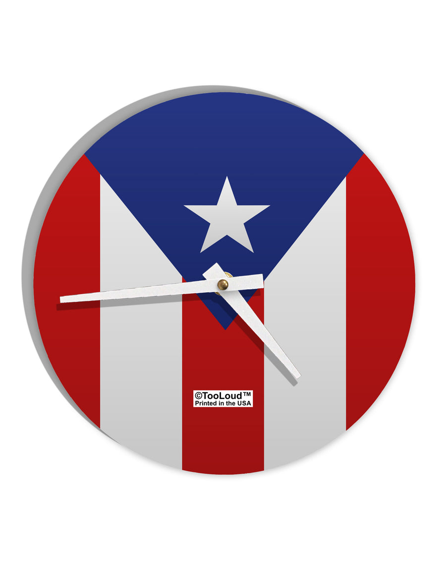 Puerto Rico Flag AOP 10 InchRound Wall Clock All Over Print-Wall Clock-TooLoud-White-Davson Sales