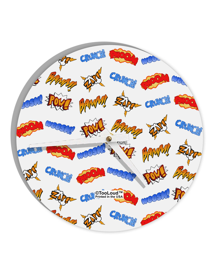 Onomatopoeia All Over Print 10 InchRound Wall Clock All Over Print-Wall Clock-TooLoud-White-Davson Sales