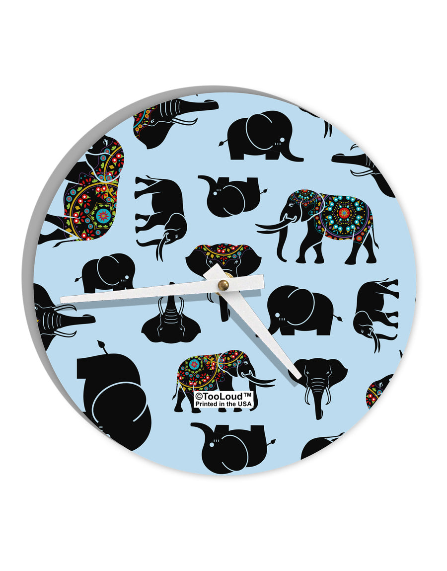 Mixed Elephants AOP 10 InchRound Wall Clock All Over Print-Wall Clock-TooLoud-White-Davson Sales