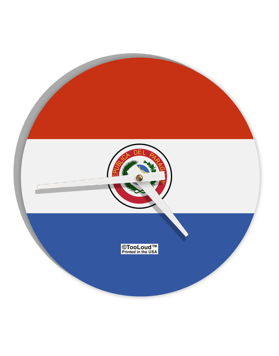 Paraguay Flag AOP 10 InchRound Wall Clock All Over Print-Wall Clock-TooLoud-White-Davson Sales