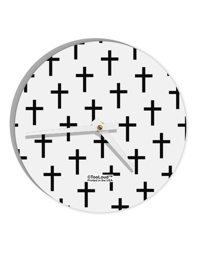 Christian Crosses 10 InchRound Wall Clock All Over Print-Wall Clock-TooLoud-White-Davson Sales