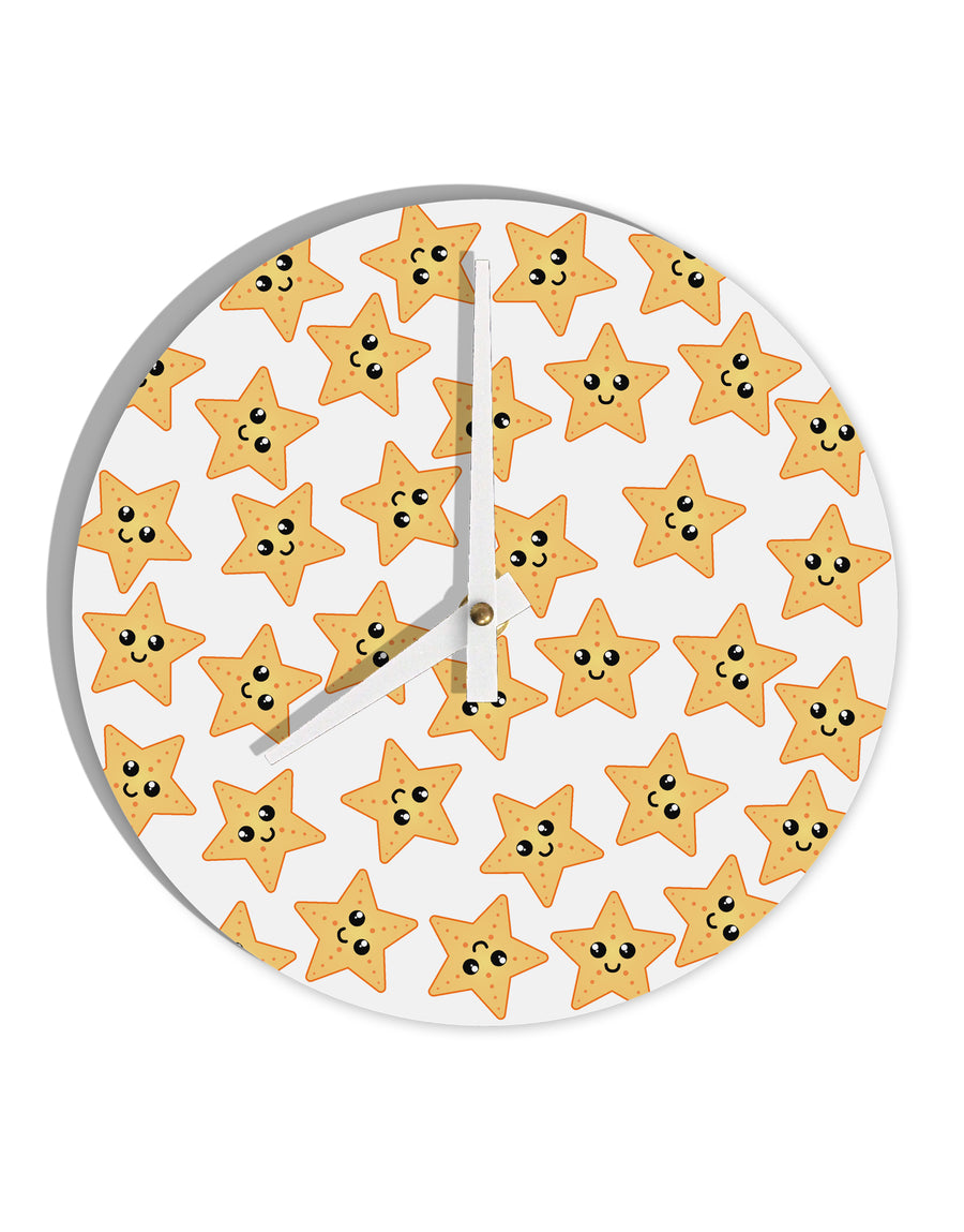 Cute Starfish All Over 10 InchRound Wall Clock by TooLoud-Wall Clock-TooLoud-White-Davson Sales