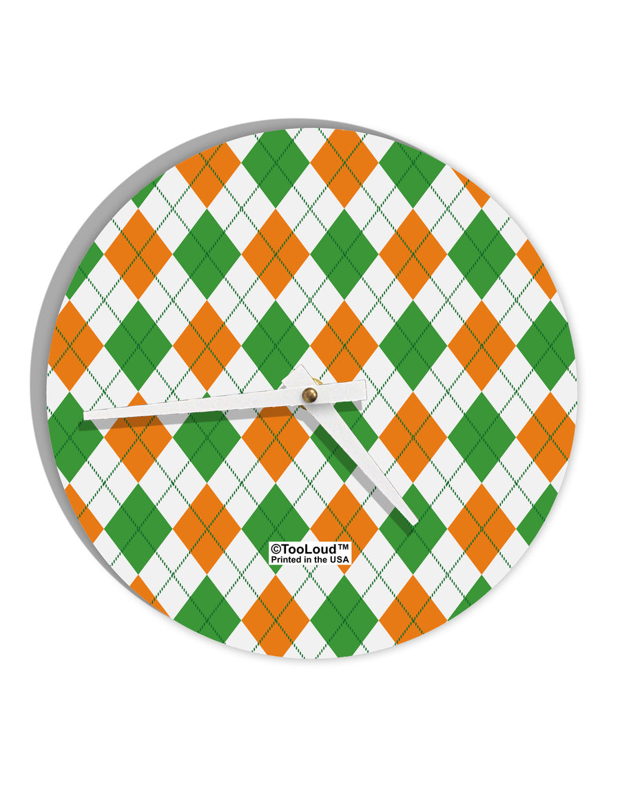 Irish Colors Argyle Pattern 10 InchRound Wall Clock All Over Print-Wall Clock-TooLoud-White-Davson Sales