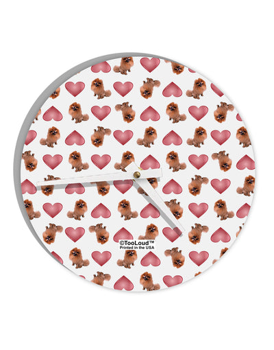 Pomeranian Hearts AOP 10 InchRound Wall Clock All Over Print-Wall Clock-TooLoud-White-Davson Sales