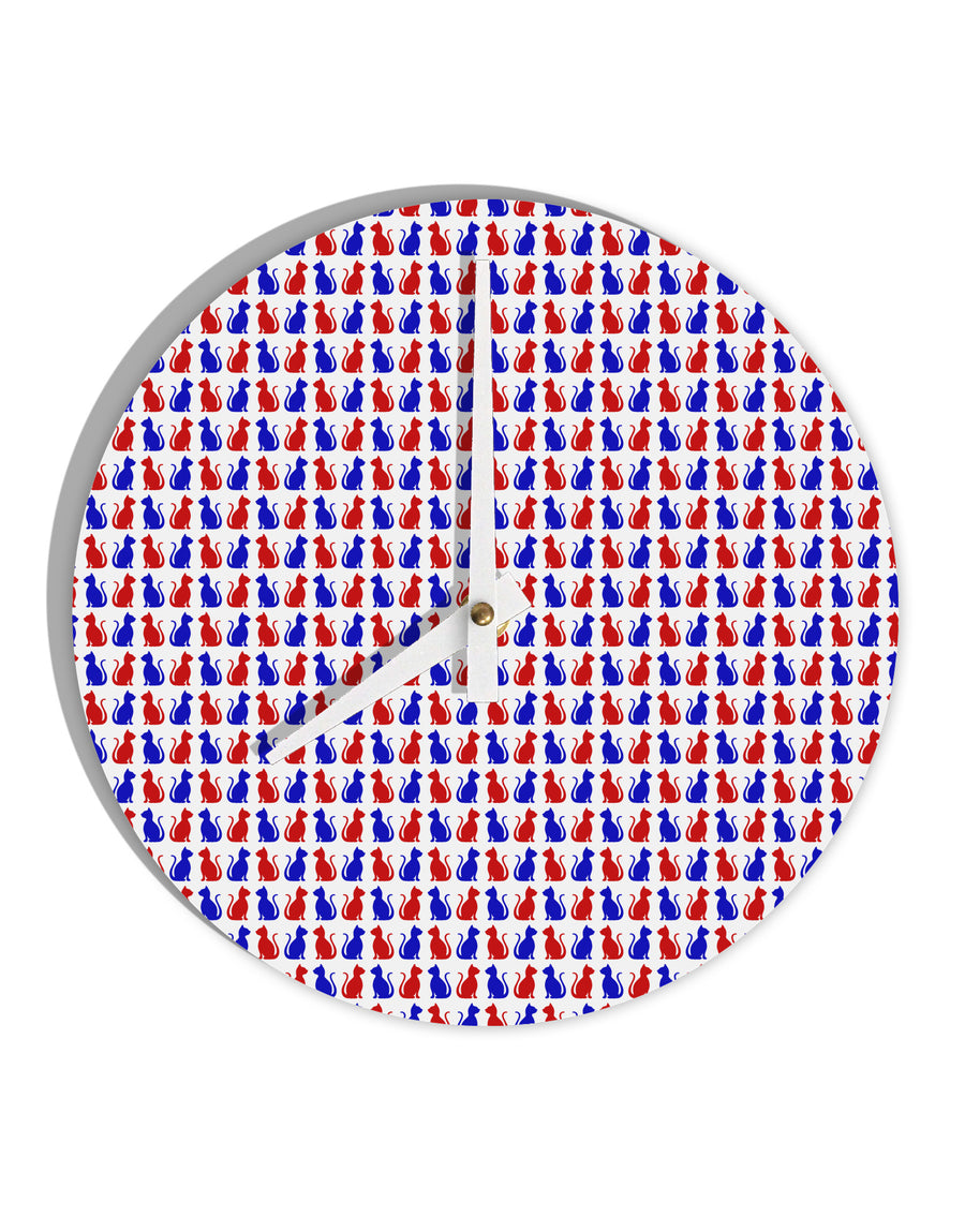 Patriotic Cat Pattern 10 InchRound Wall Clock All Over Print-Wall Clock-TooLoud-White-Davson Sales