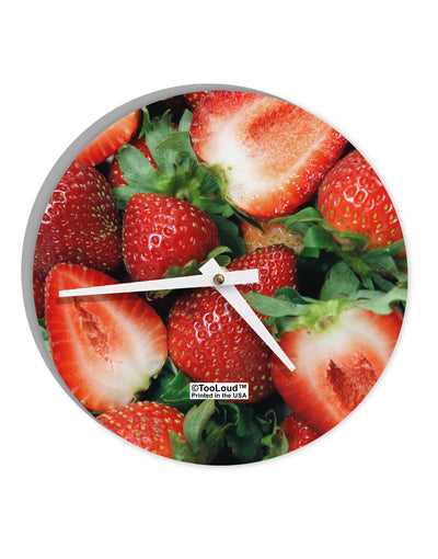 Strawberries All Over 10 InchRound Wall Clock All Over Print-Wall Clock-TooLoud-White-Davson Sales