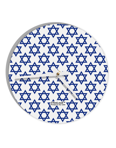 Stars of David Jewish 10 InchRound Wall Clock All Over Print by TooLoud-Wall Clock-TooLoud-White-Davson Sales