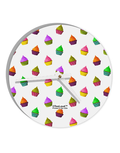 Real Cupcakes AOP 10 InchRound Wall Clock All Over Print-Wall Clock-TooLoud-White-Davson Sales