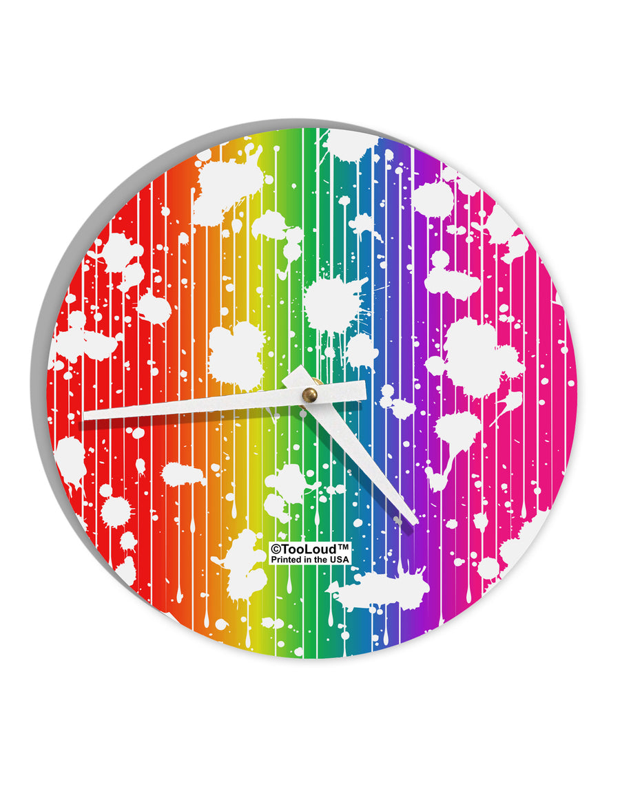 Splatter AOP - Rainbow 10 InchRound Wall Clock All Over Print-Wall Clock-TooLoud-White-Davson Sales