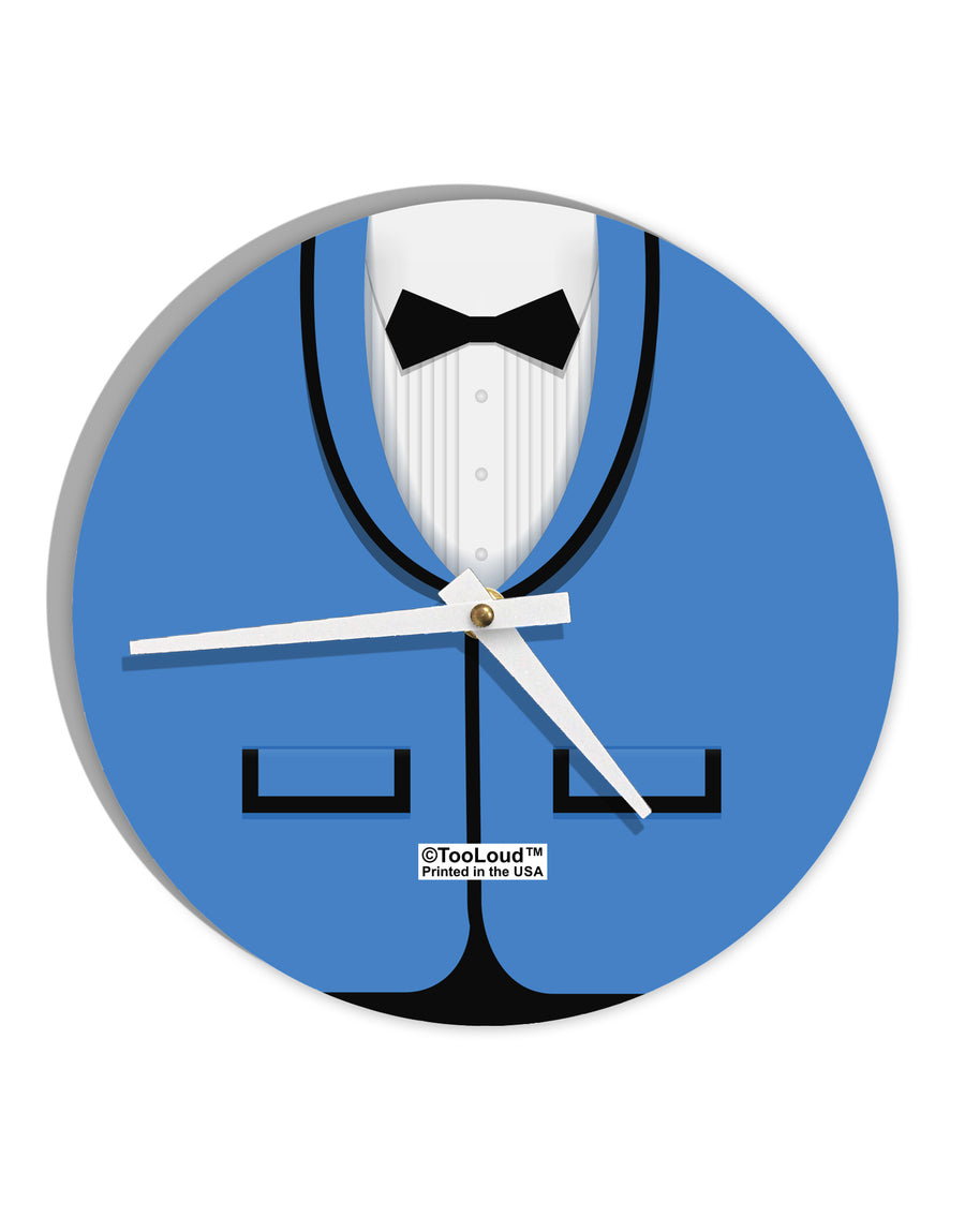 Blue Tuxedo Suit Costume 10 InchRound Wall Clock All Over Print-Wall Clock-TooLoud-White-Davson Sales