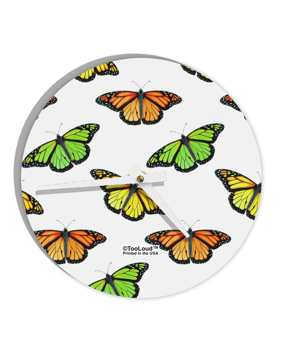 Monarch Butterflies AOP 10 InchRound Wall Clock All Over Print-Wall Clock-TooLoud-White-Davson Sales