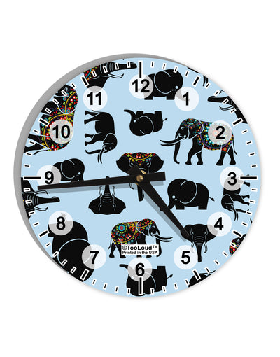 Mixed Elephants AOP 10 InchRound Wall Clock with Numbers All Over Print-Wall Clock-TooLoud-White-Davson Sales